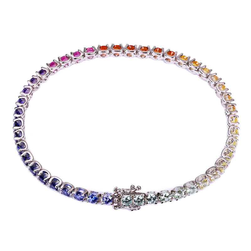 S925 Silver Lab Gems Rainbow Bracelet