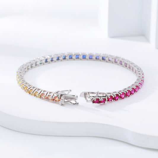 S925 Silver Lab Gems Rainbow Bracelet