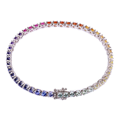 S925 Silver Lab Gems Rainbow Bracelet