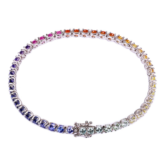 S925 Silver Lab Gems Rainbow Bracelet