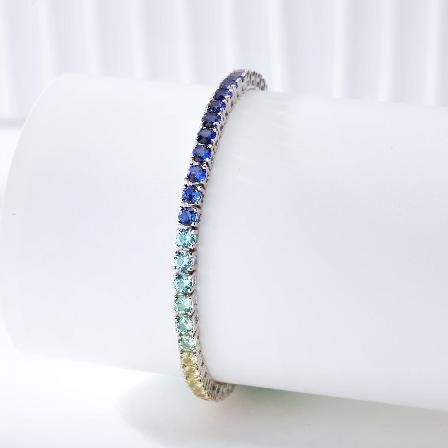 S925 Silver Lab Gems Rainbow Bracelet