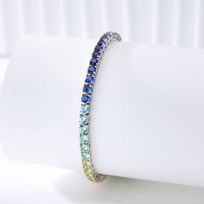 S925 Silver Lab Gems Rainbow Bracelet