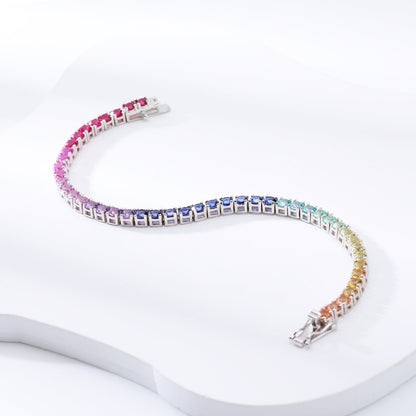 S925 Silver Lab Gems Rainbow Bracelet